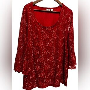 Cato dressy red sparkly holiday blouse size 18/20